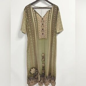 Ethnic Print Midi Dress